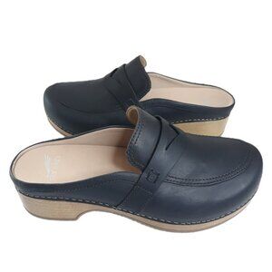 Dansko Bel Leather Black Mule Loafer 41 EU/10.5-11 US Academia Preppy Office